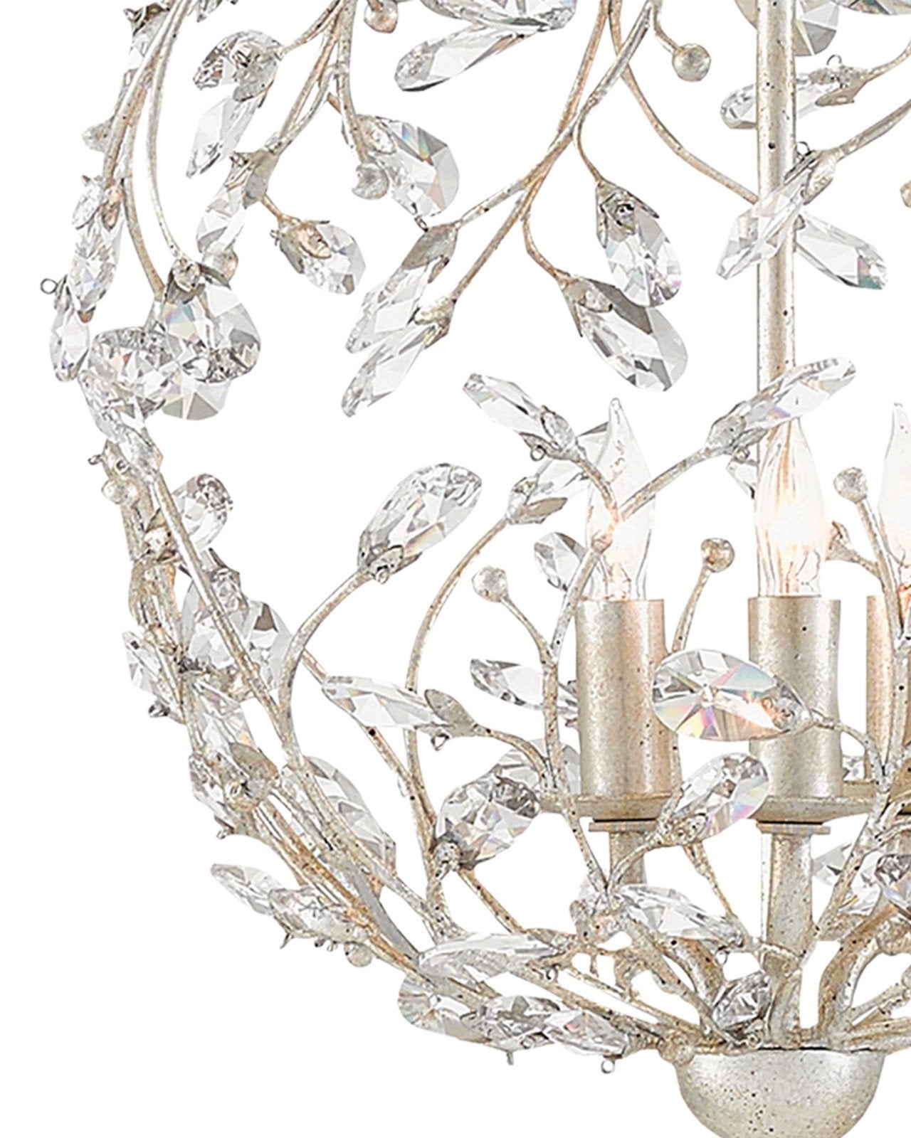 Crystal Bud Silver Orb Chandelier